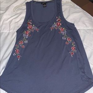 Blue super soft tank top with flowers extra small